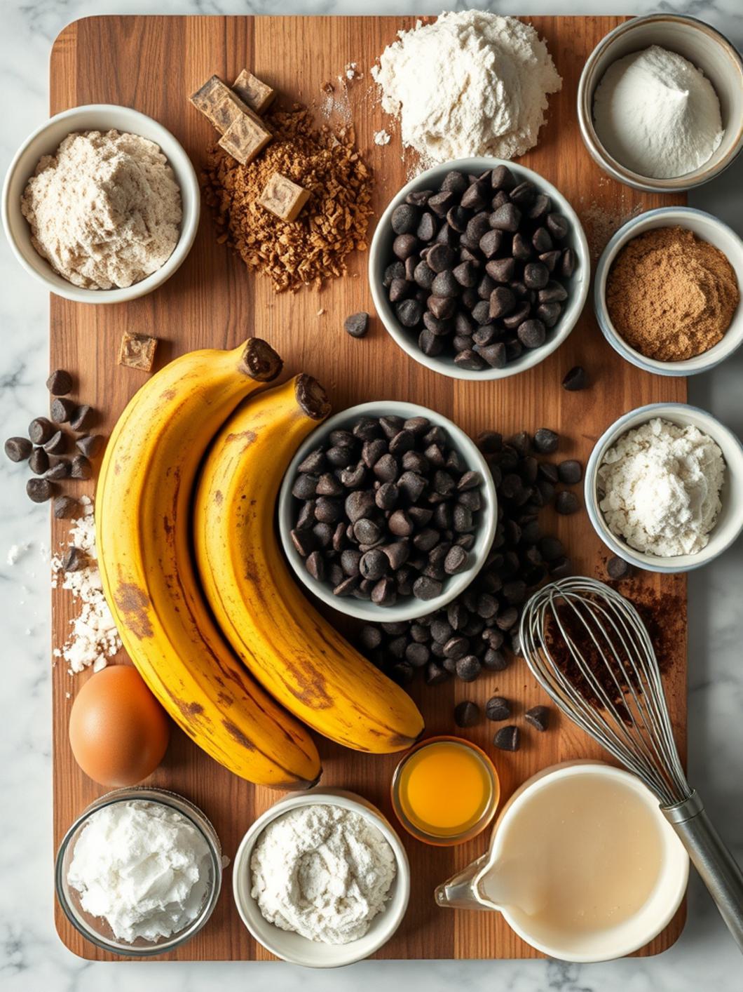 Ingredients for Mocha Chip Banana Bread