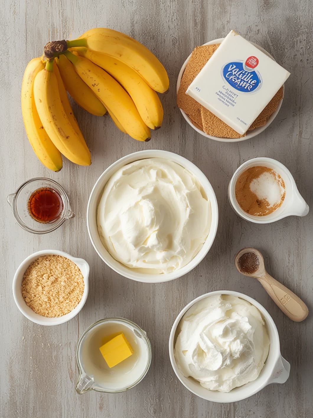 Ingredients for No Bake Banana Cream Pie