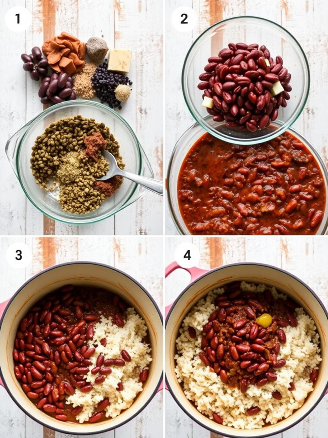 Step-by-Step preparation for One-Pot Red Beans And Rice