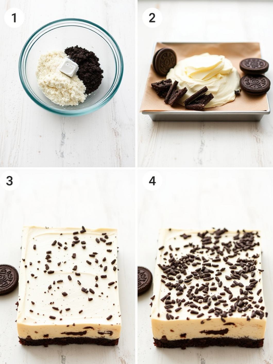 Step-by-Step preparation for Oreo Cheesecake Bars