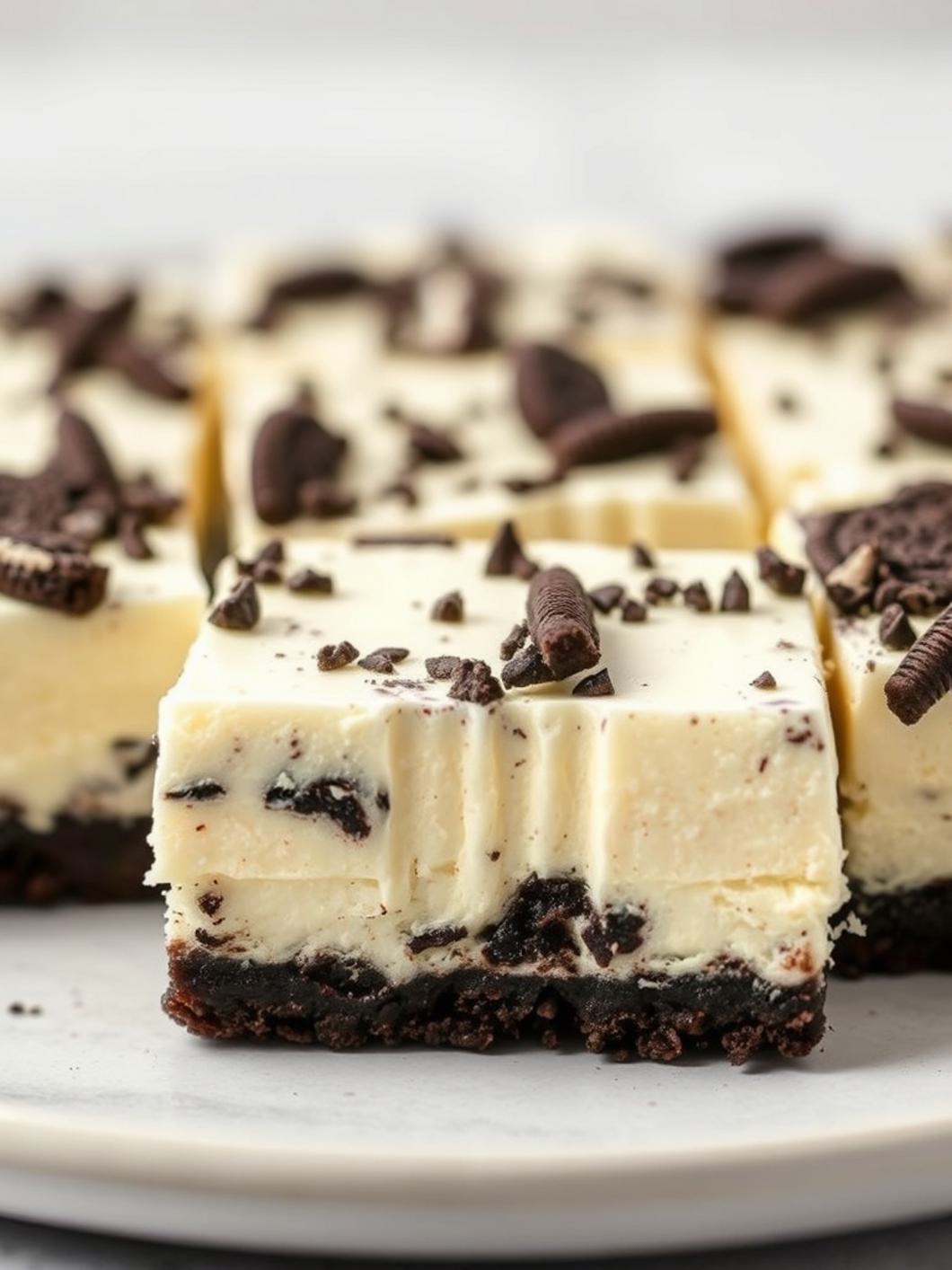 Serving suggestion for Oreo Cheesecake Bars