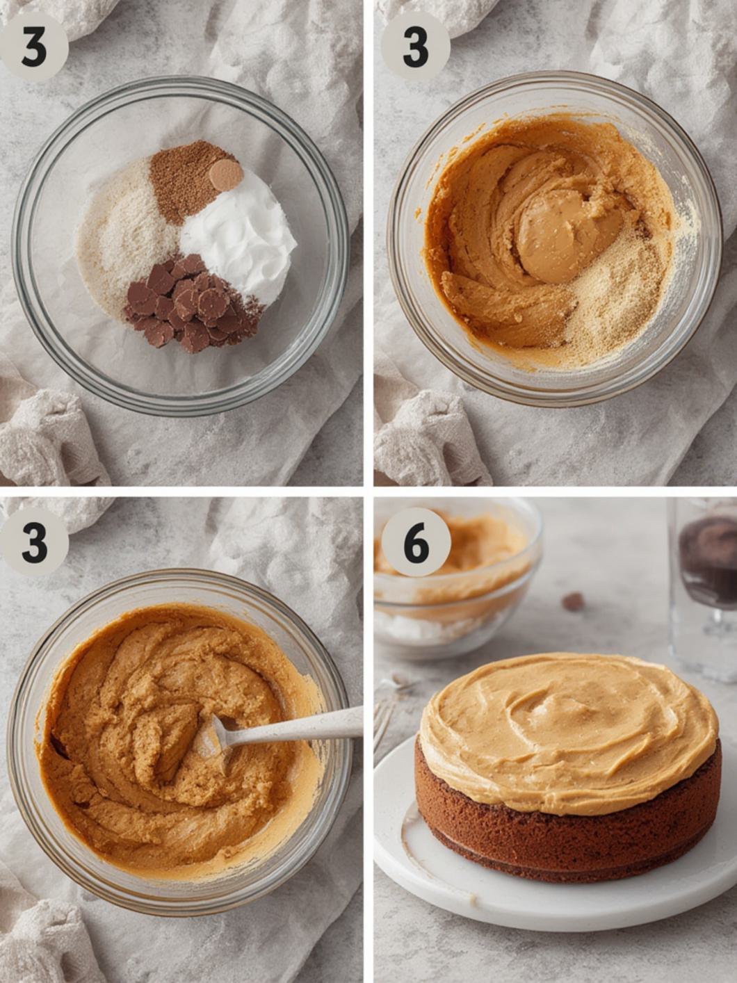 Step-by-Step preparation for Peanut Butter Cup Cake