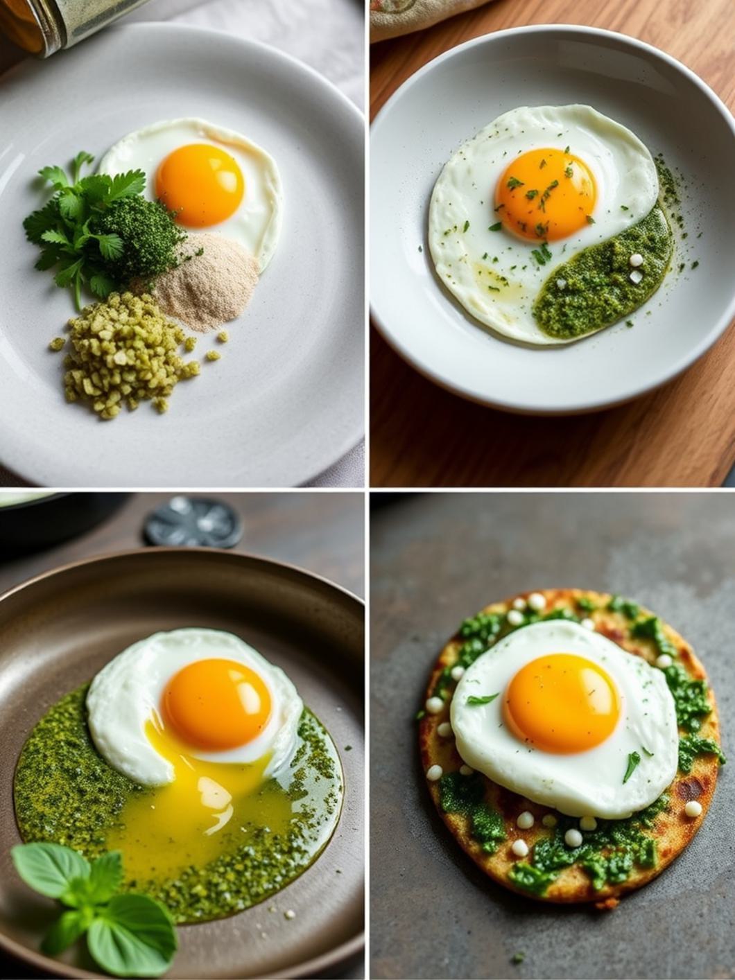 Step-by-Step preparation for Pesto Fried Eggs