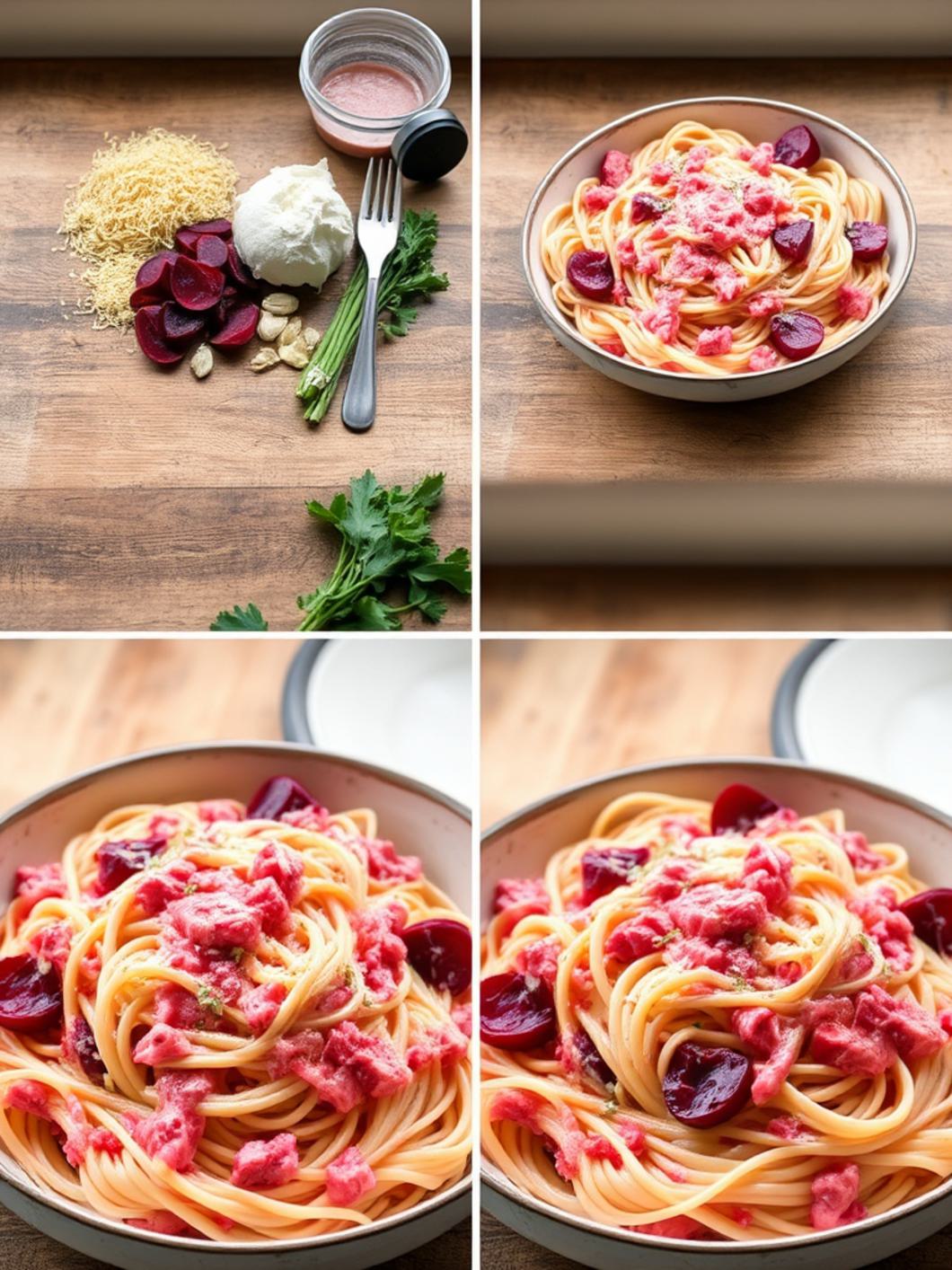 Pink Beet Alfredo Pasta