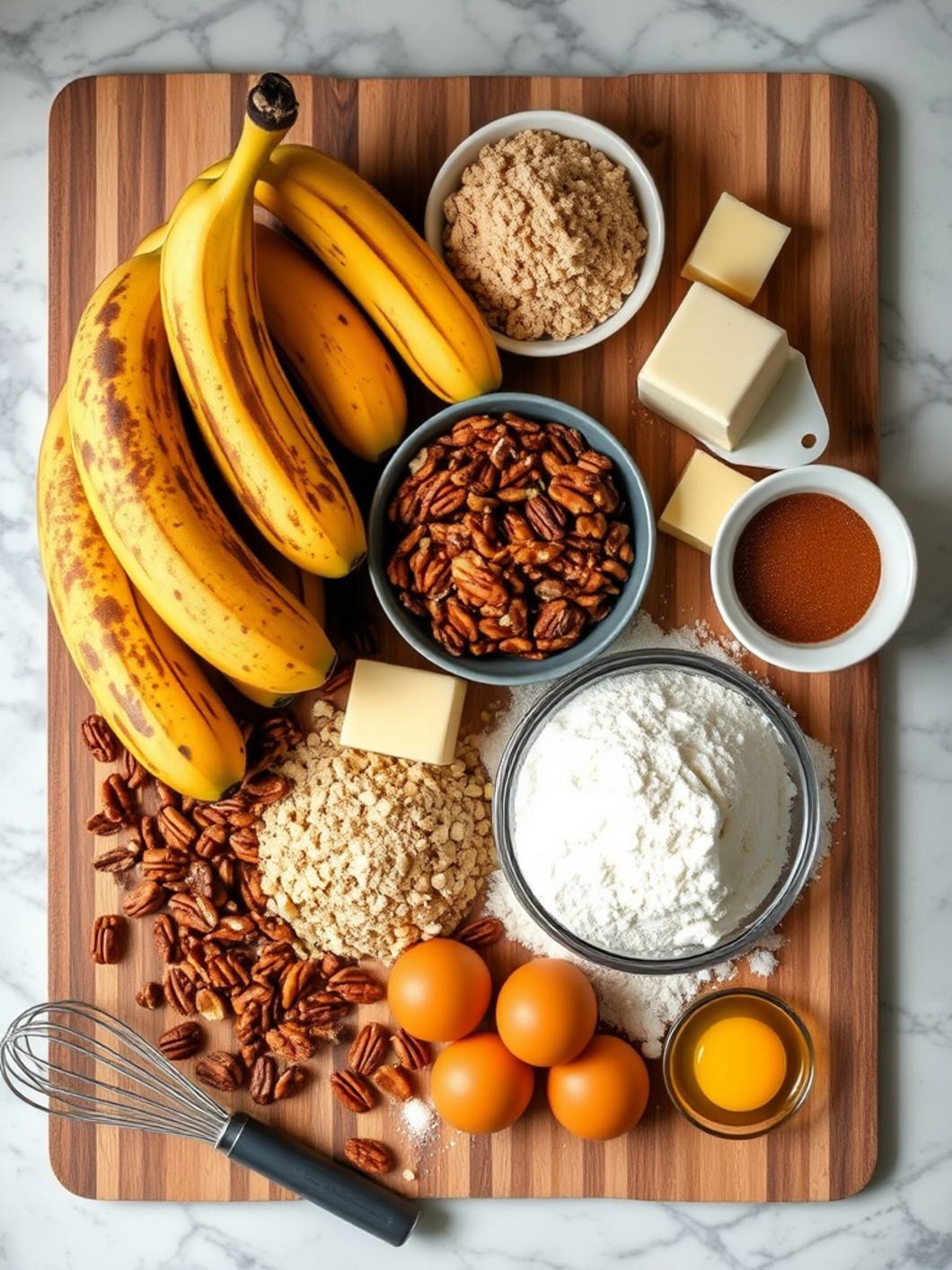 Ingredients for Praline Banana Muffins