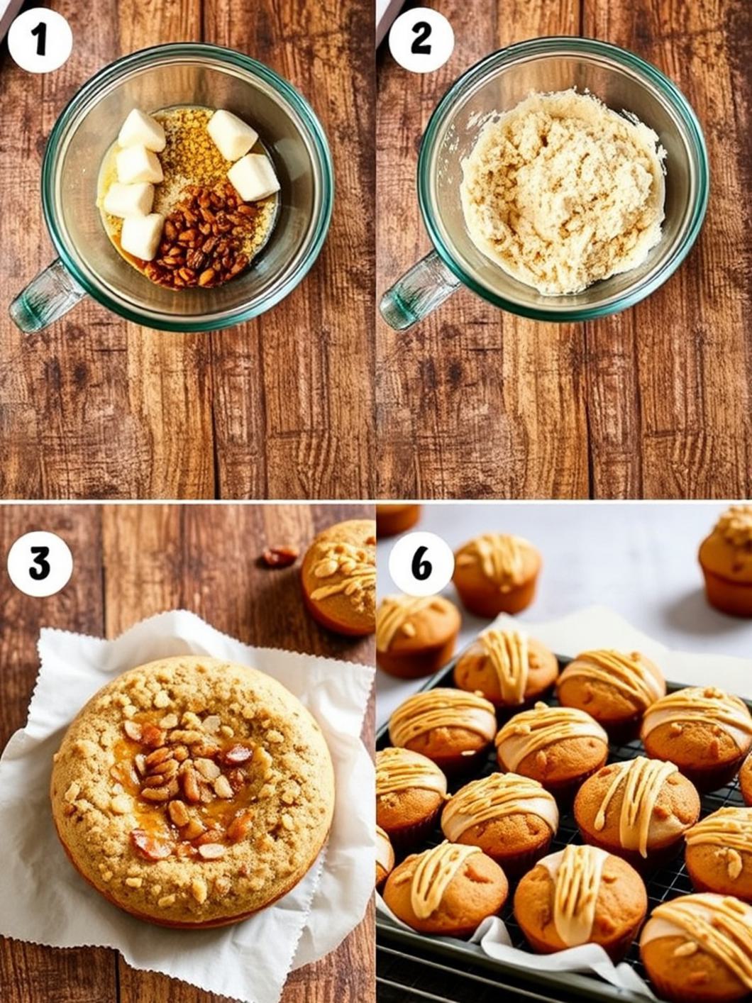 Step-by-Step preparation for Praline Banana Muffins