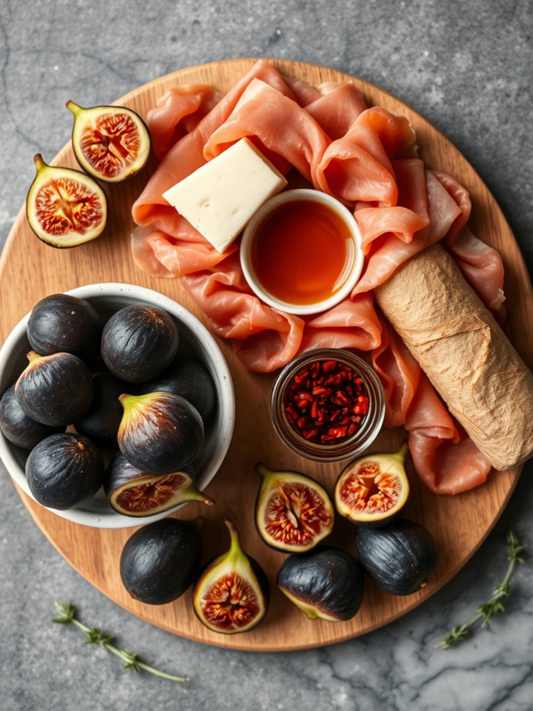 Ingredients for Prosciutto-Wrapped Figs with Hot Honey
