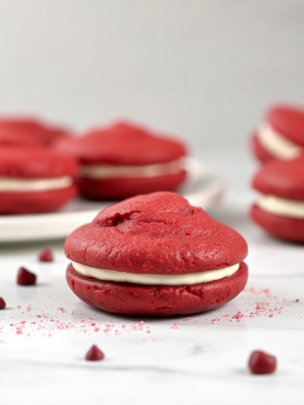 Serving suggestion for Red Velvet Whoopie Pies