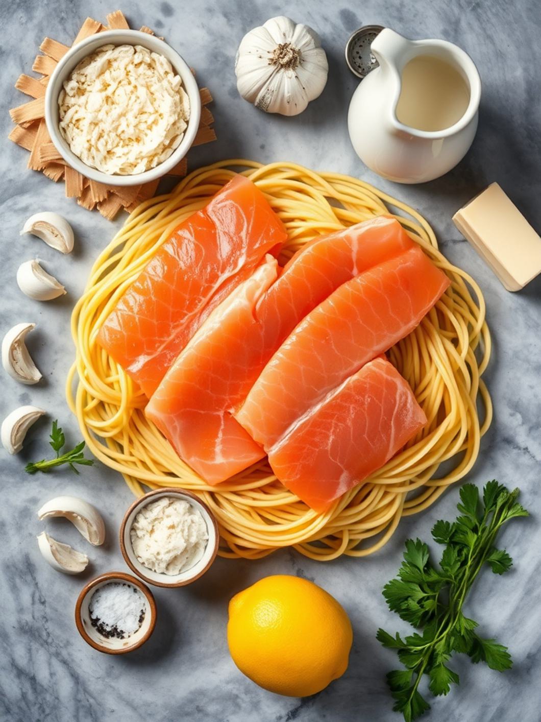 Ingredients for Salmon Alfredo