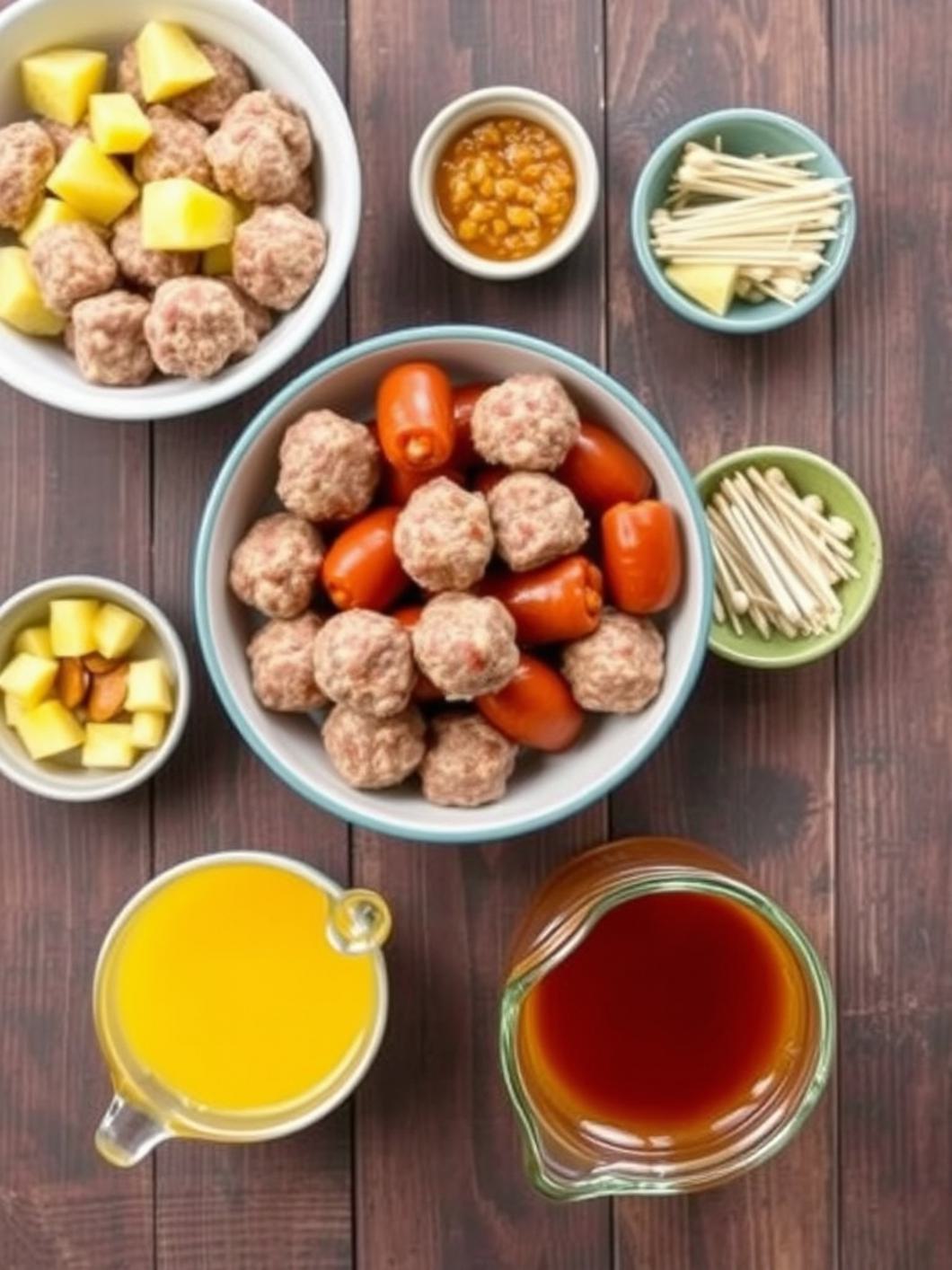 Ingredients for Slow Cooker Meatball Pineapple Smokies