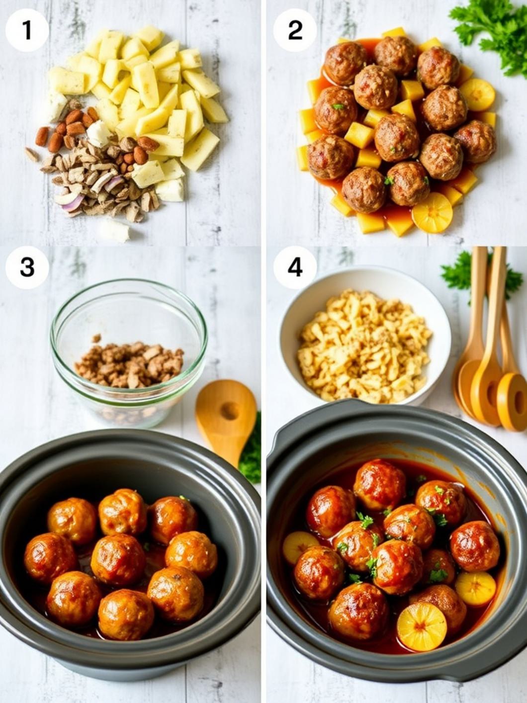Step-by-Step preparation for Slow Cooker Meatball Pineapple Smokies