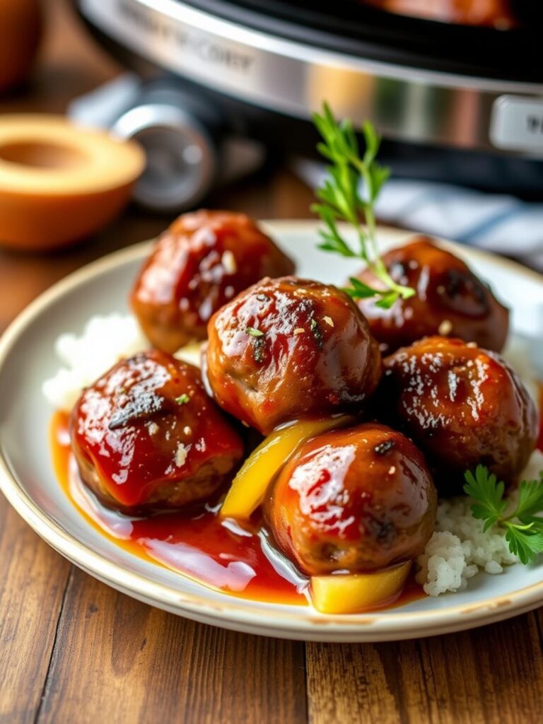 Slow Cooker Meatball Pineapple Smokies