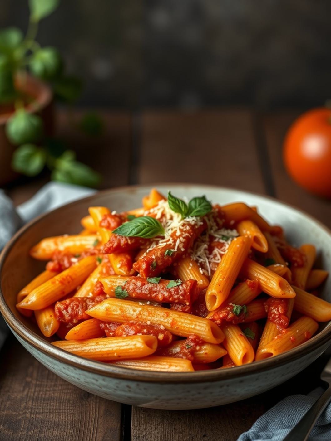 Serving suggestion for Spicy Penne alla Vodka