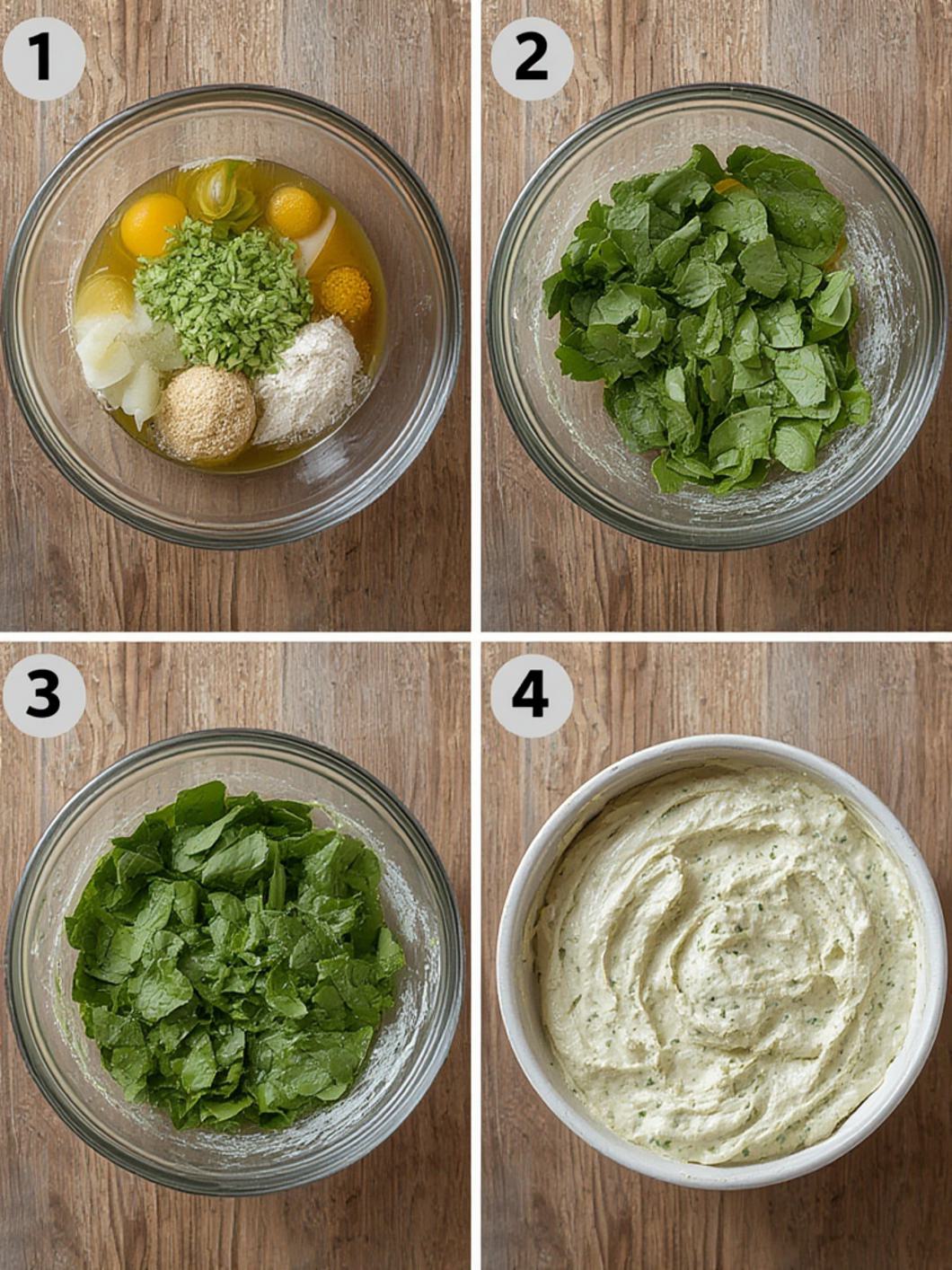 Step-by-Step preparation for spinach dip