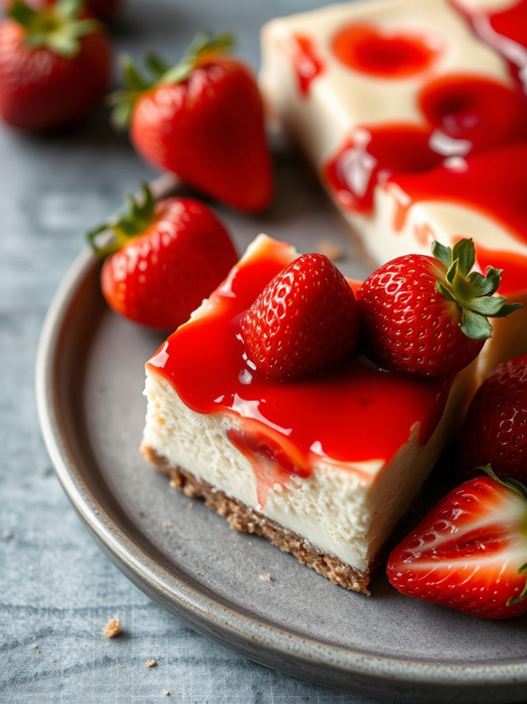 Serving suggestion for Strawberry Cheesecake Bars
