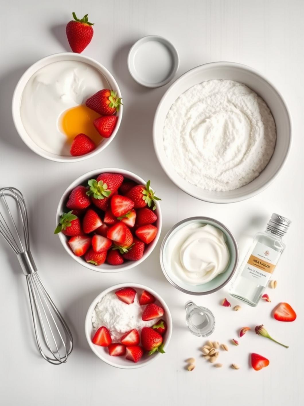 Ingredients for Strawberry Rose Pavlova
