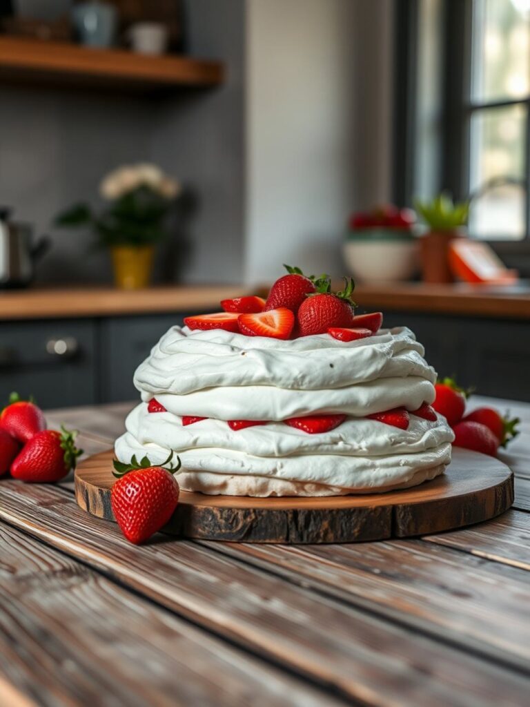 Strawberry Rose Pavlova