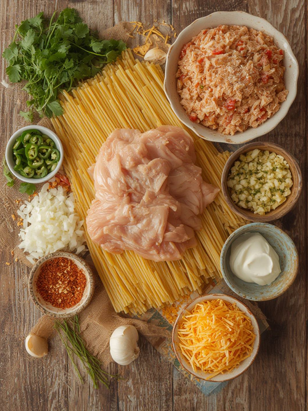 Ingredients for Tex Mex Chicken Spaghetti