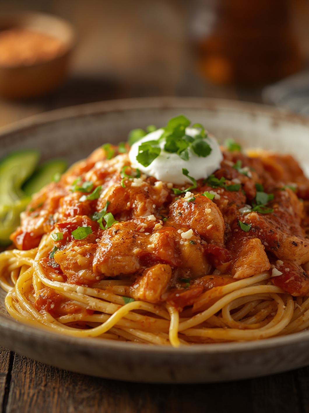 Tex Mex Chicken Spaghetti