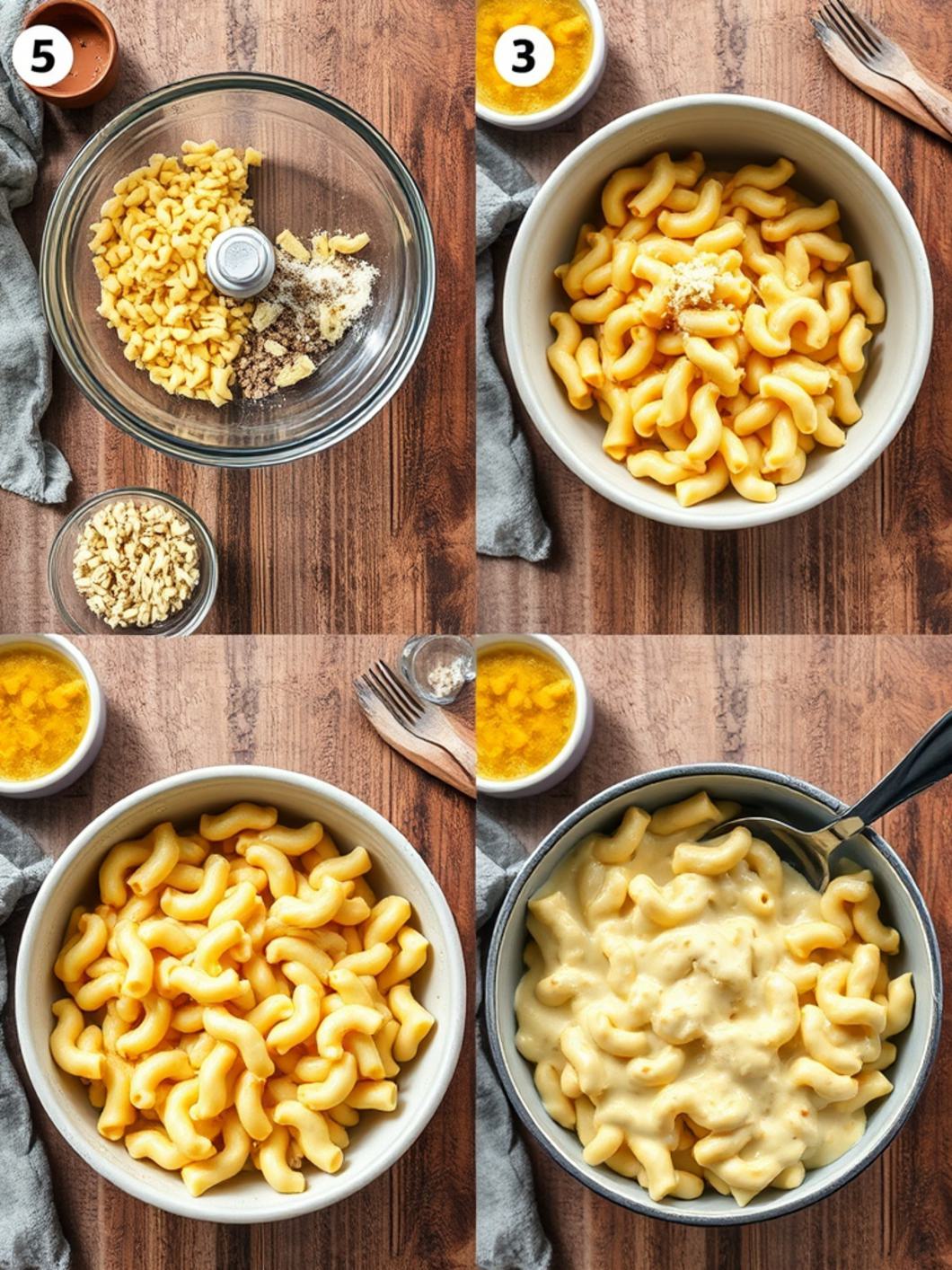 Step-by-Step preparation for Truffle Mac and Cheese
