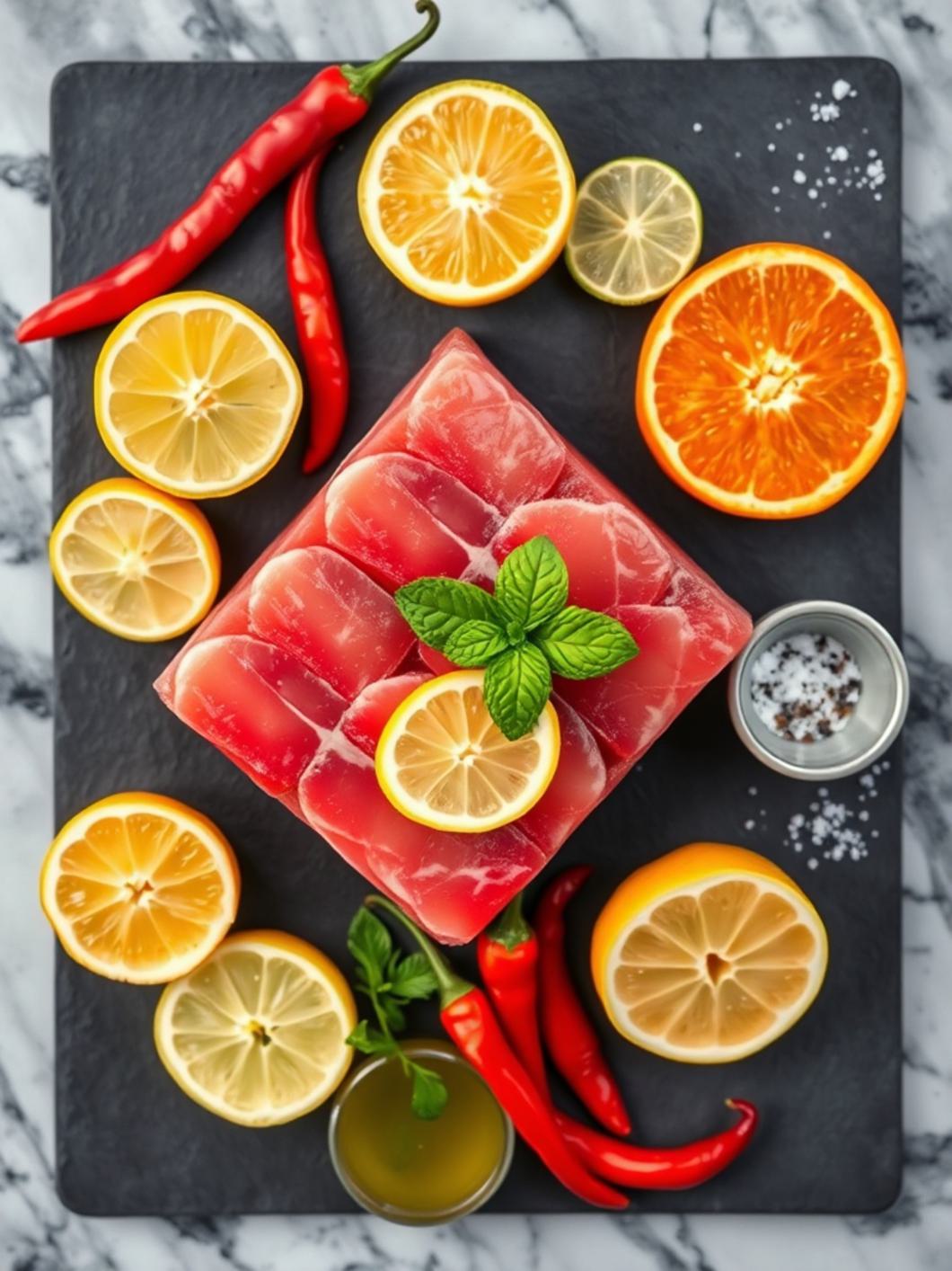 Ingredients for Tuna Crudo with Chili and Citrus