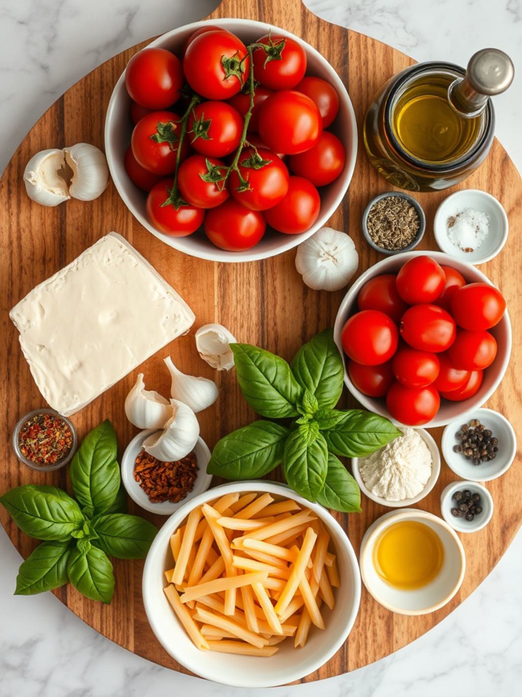 Ingredients for Viral Baked Feta Pasta