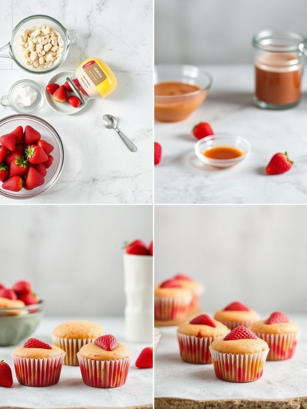 Step-by-Step preparation for strawberry cupcakes