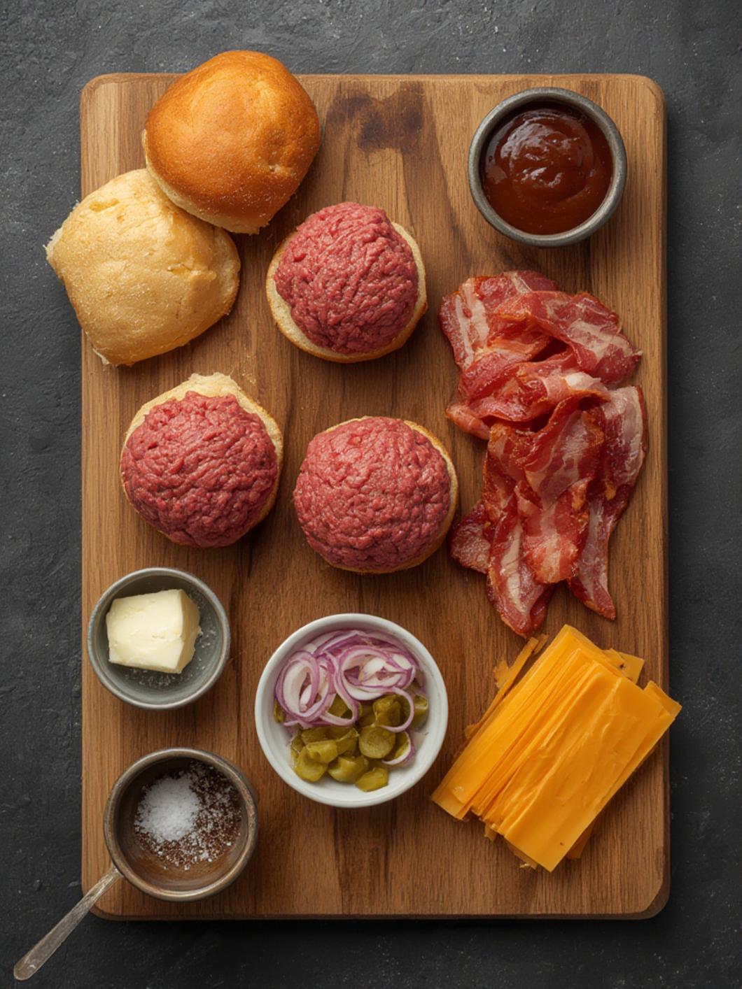 Ingredients for BBQ Bacon Smash Burger