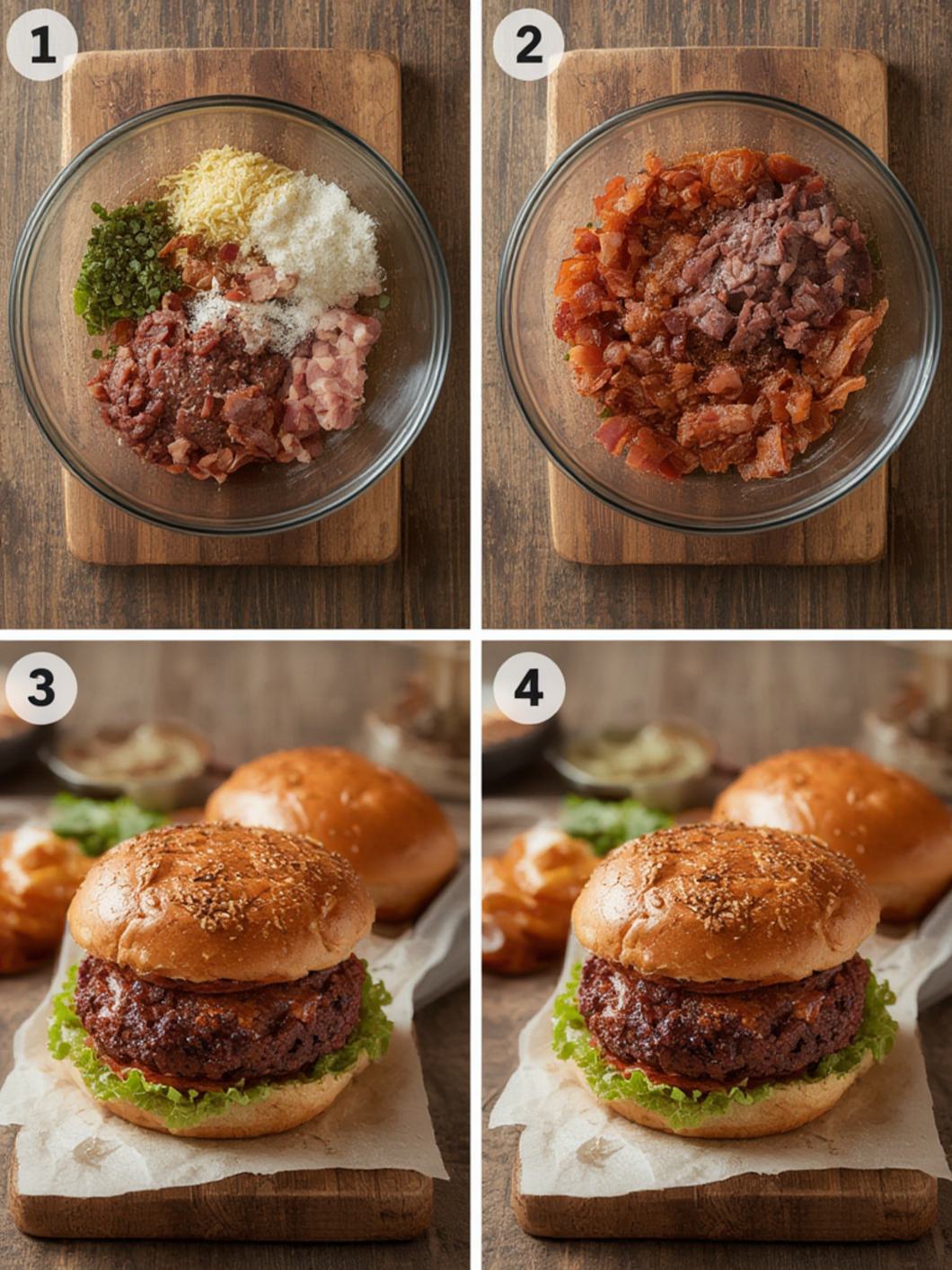 Step-by-Step preparation for BBQ Bacon Smash Burger