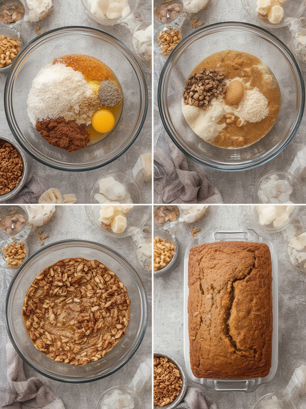 Step-by-Step preparation for Banana Nut Bread