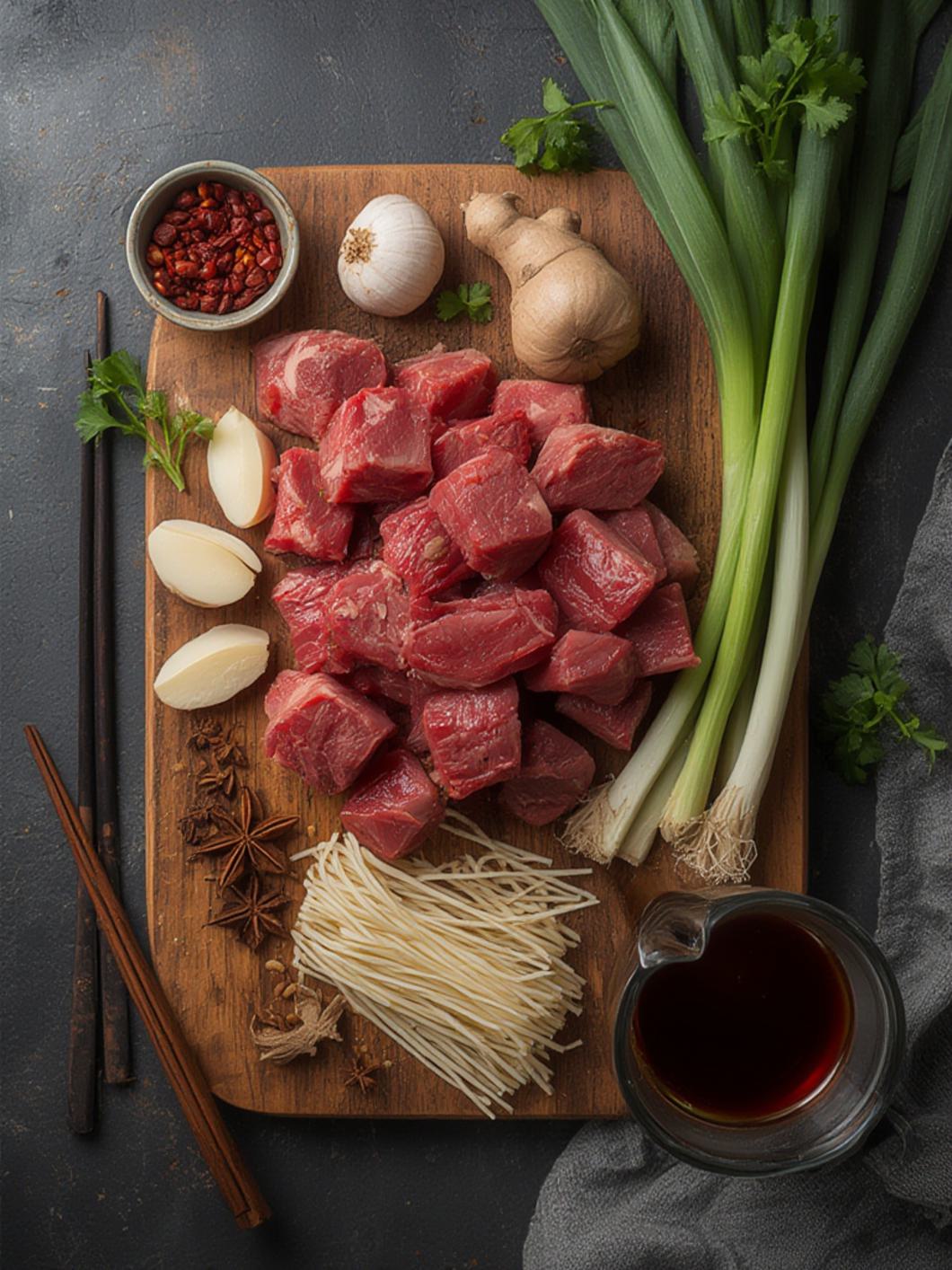 Ingredients for Beef Noodle Soup