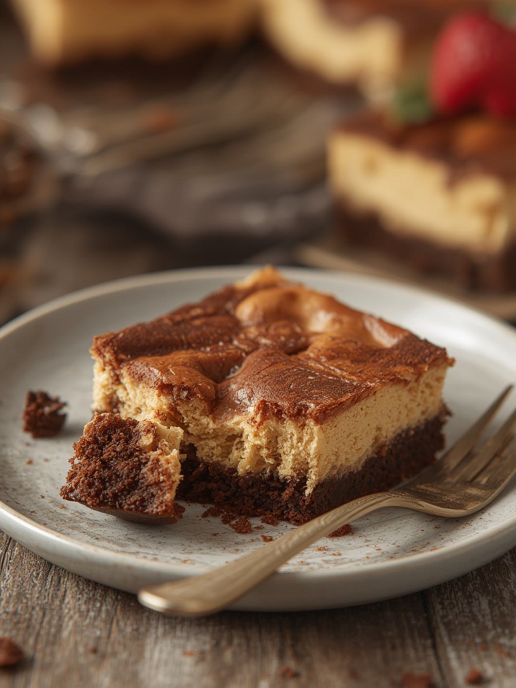 Serving suggestion for Cheesecake Brownies