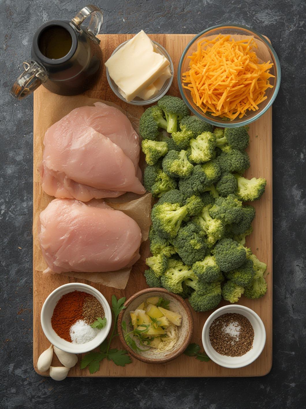 Ingredients for Cheesy Broccoli Stuffed Chicken