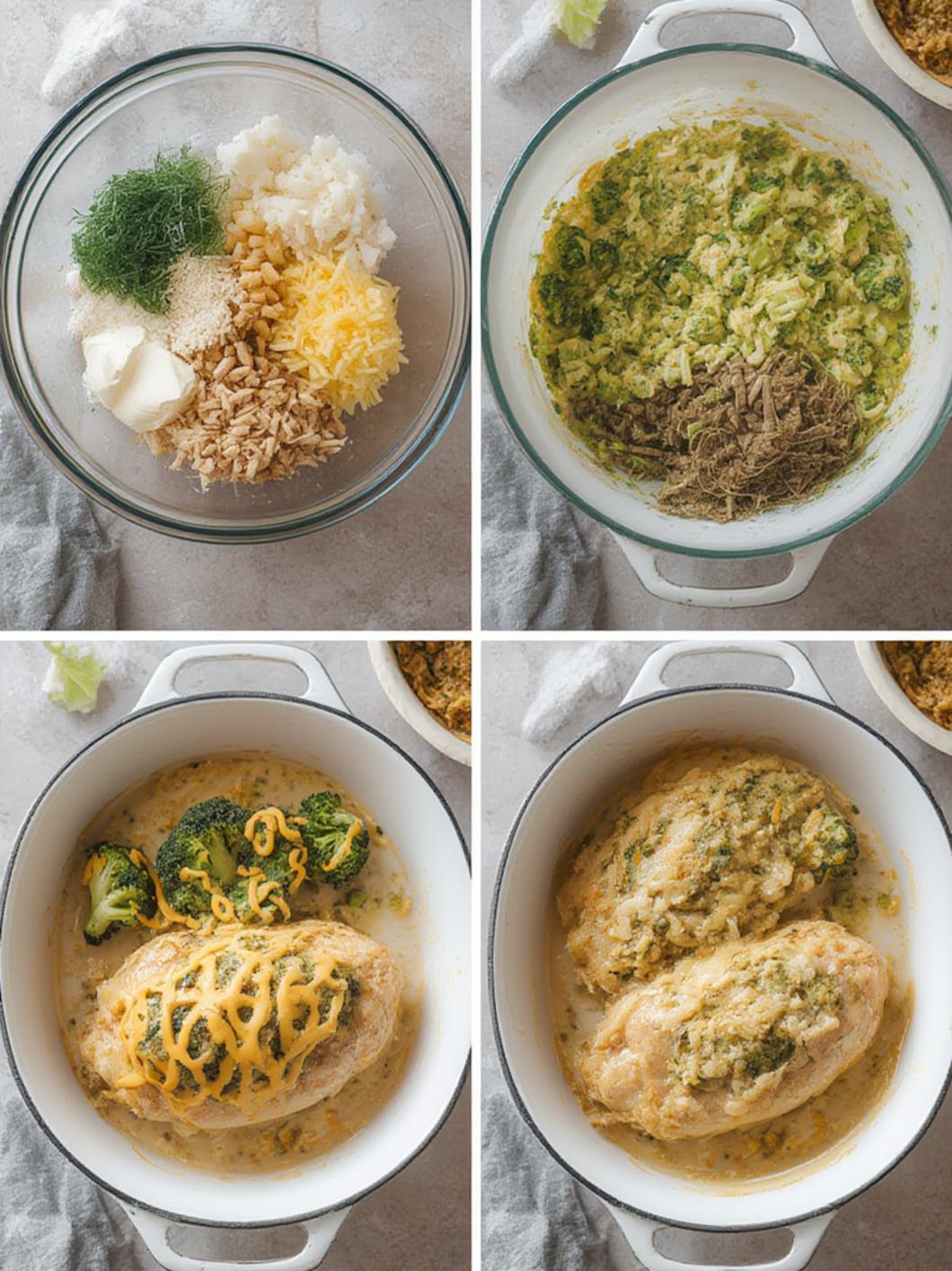 Step-by-Step preparation for Cheesy Broccoli Stuffed Chicken