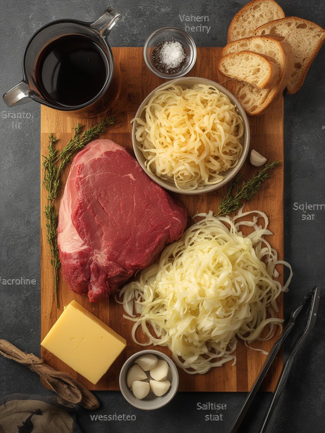 Ingredients for Cheesy French Onion Pot Roast