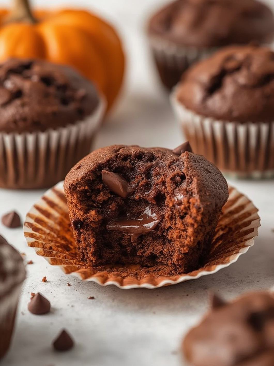 Serving suggestion for Chocolate Pumpkin Muffins