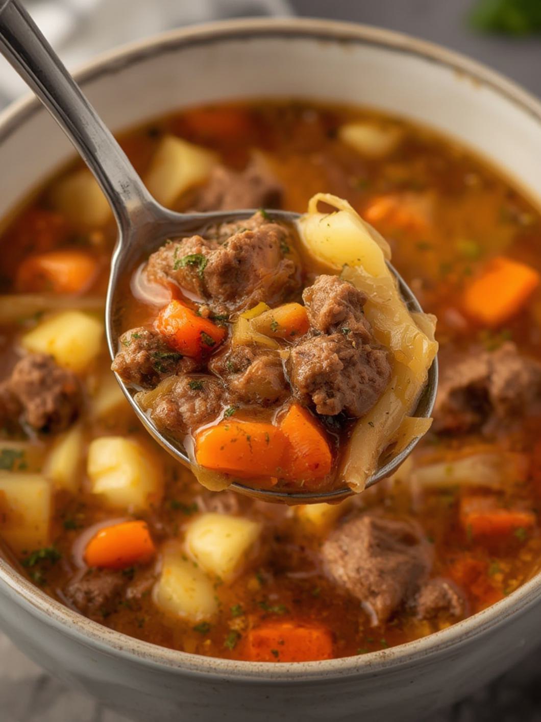 Serving suggestion for Ground Beef Cabbage Soup