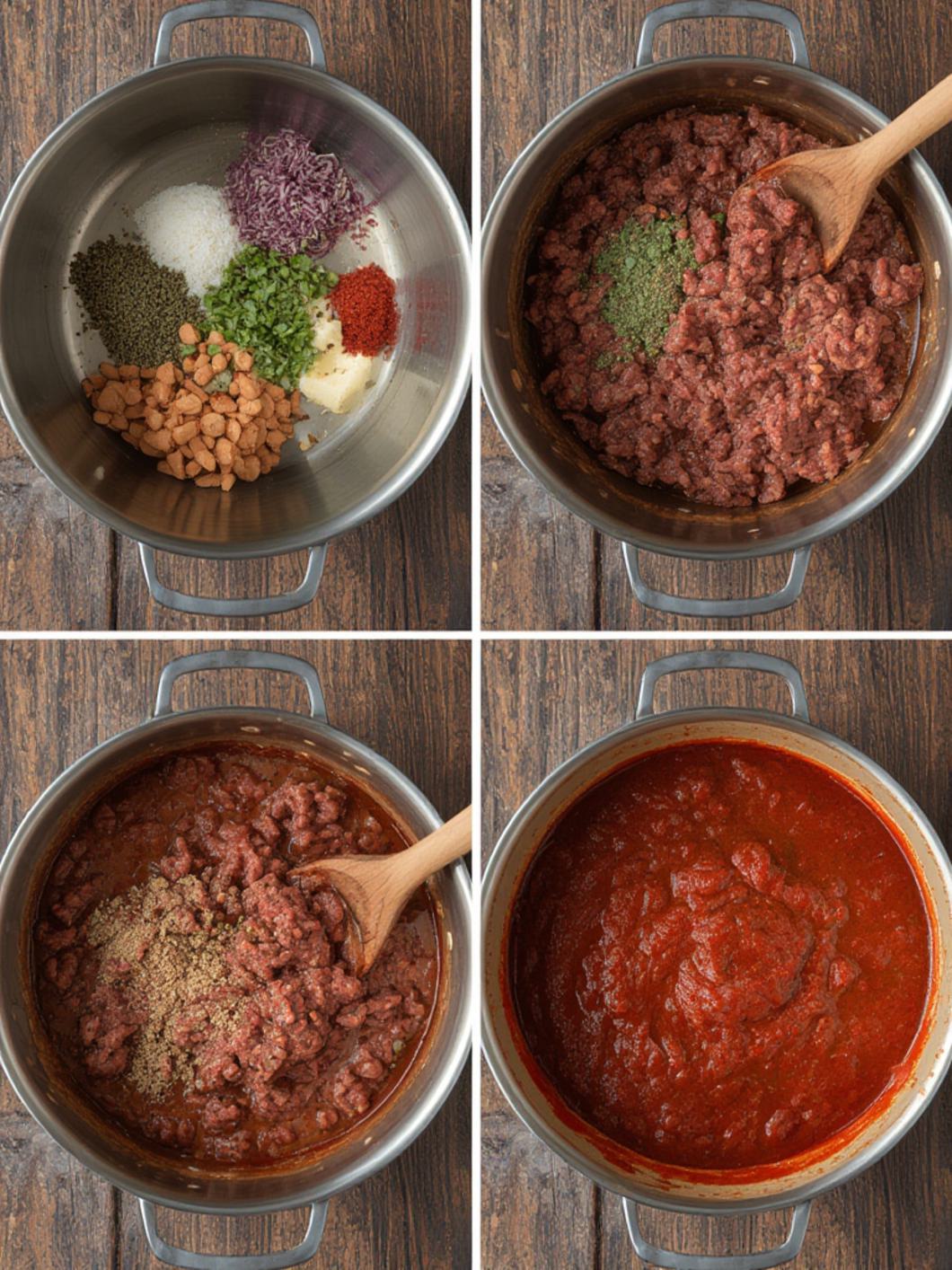 Step-by-Step preparation for Hearty Meat Sauce