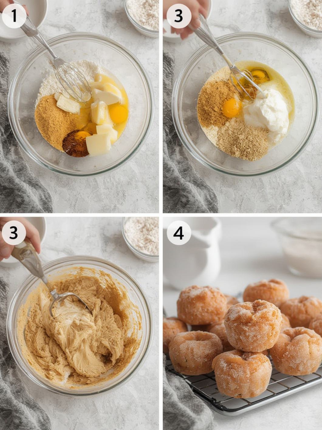 Step-by-Step preparation for Mini Doughnut Muffins