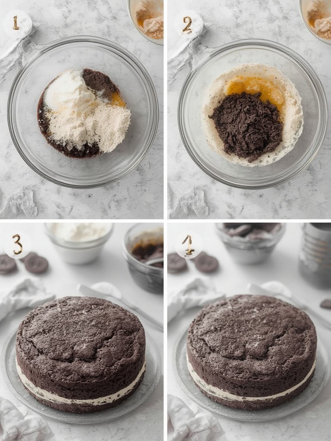 Step-by-Step preparation for Oreo Icebox Cake