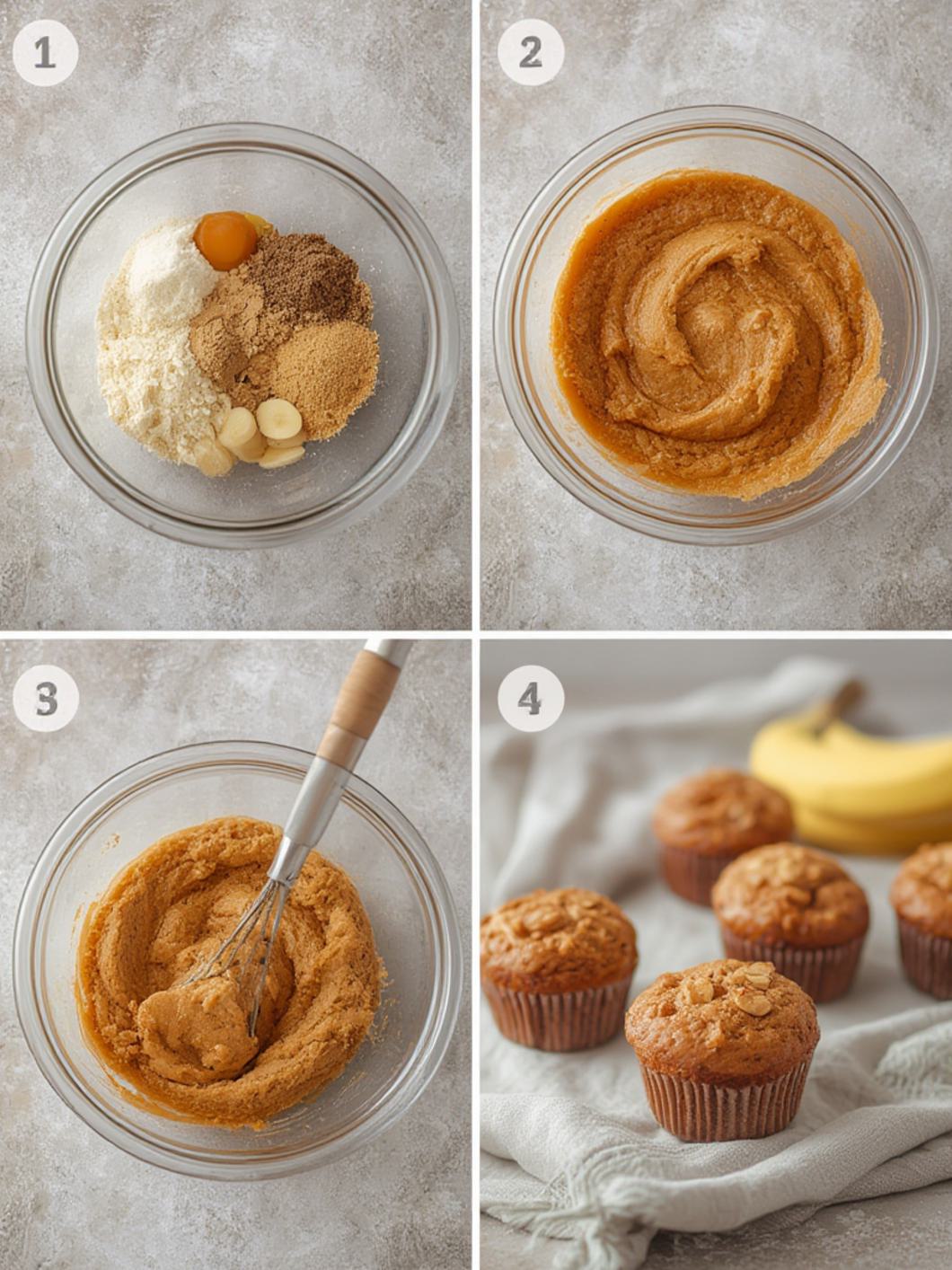 Step-by-Step preparation for Peanut Butter Banana Muffins
