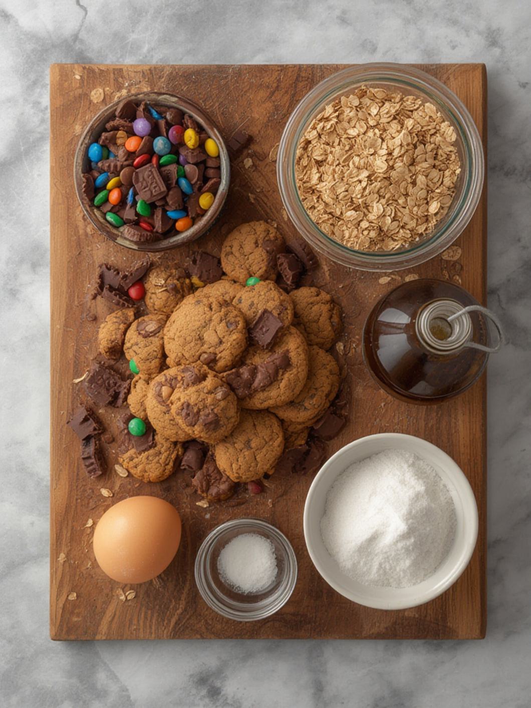 Ingredients for Peanut Butter Cup Surprise Monster Cookies
