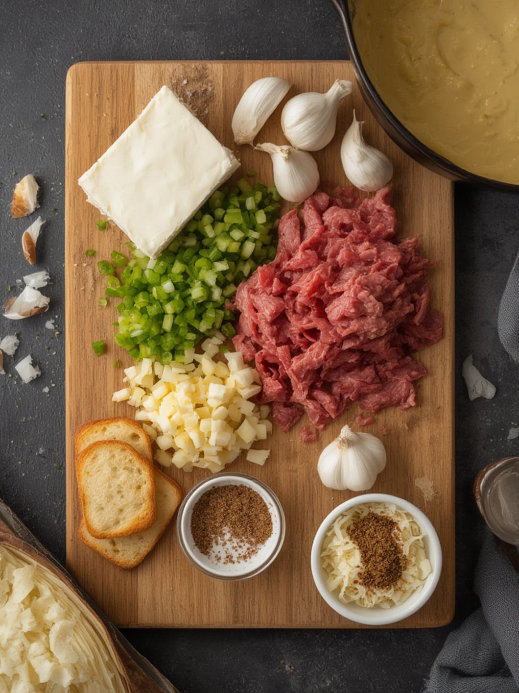 Ingredients for Philly Cheesesteak Dip