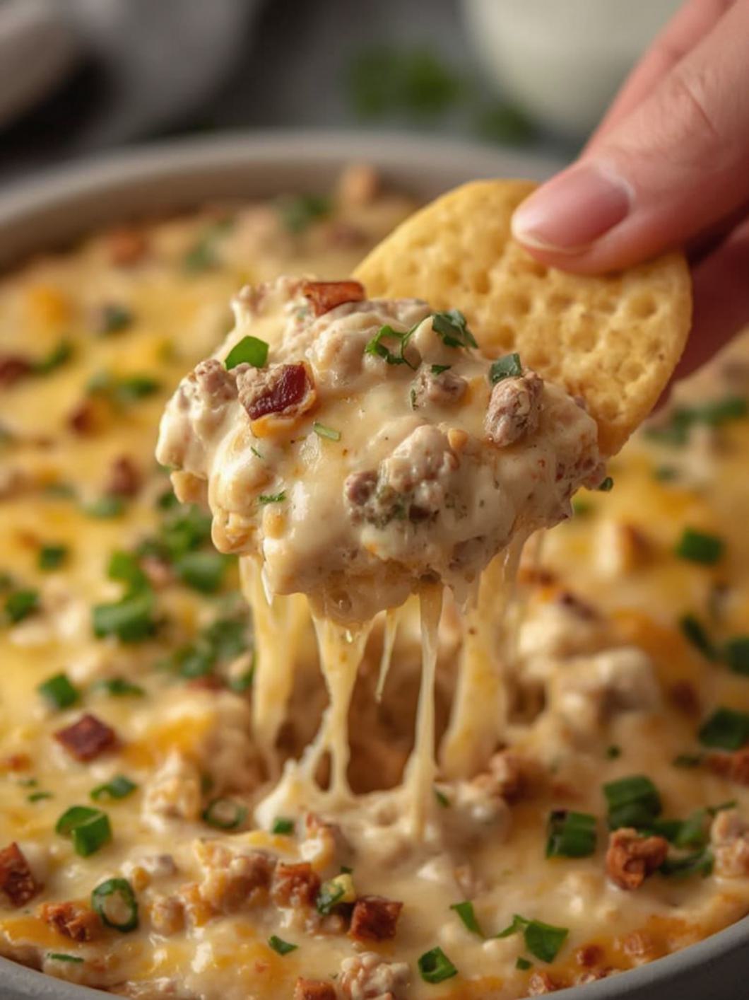 Serving suggestion for Philly Cheesesteak Dip