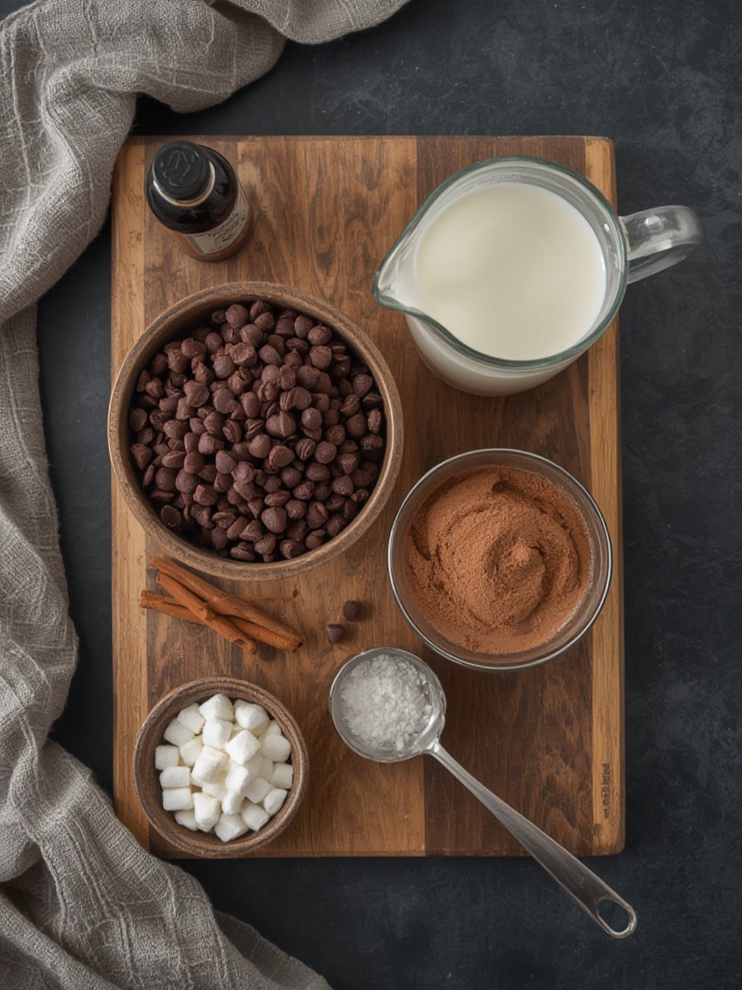 Ingredients for Slow Cooker Hot Chocolate Is Rich And Silky