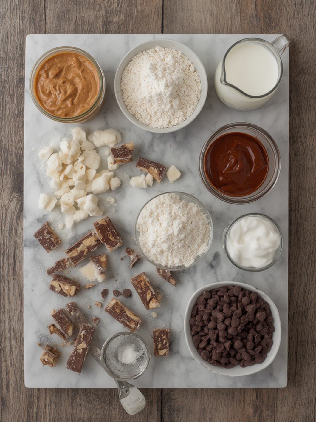 Ingredients for Snickers Cake