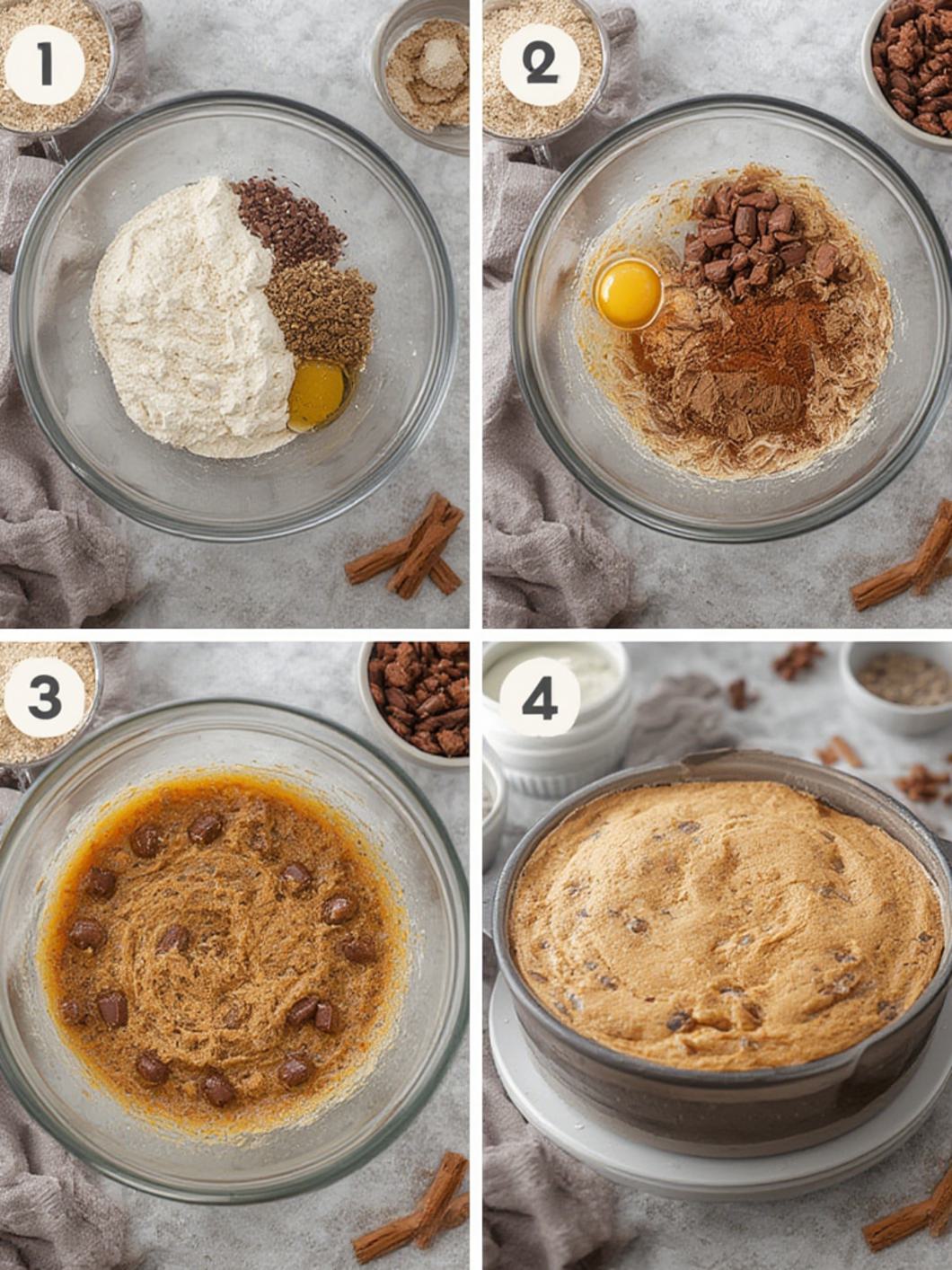 Step-by-Step preparation for Snickers Cake