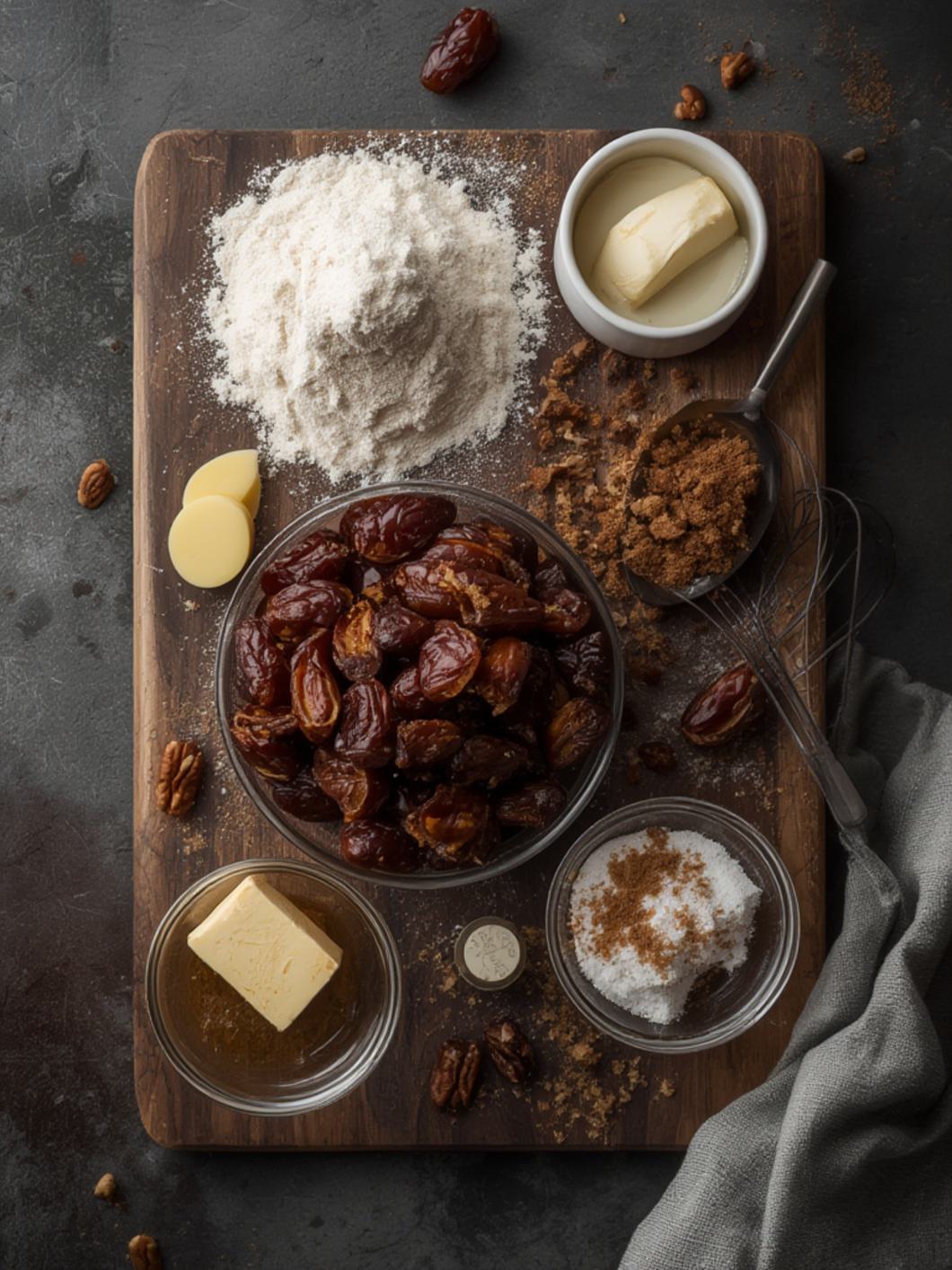 Ingredients for Sticky Toffee Pudding