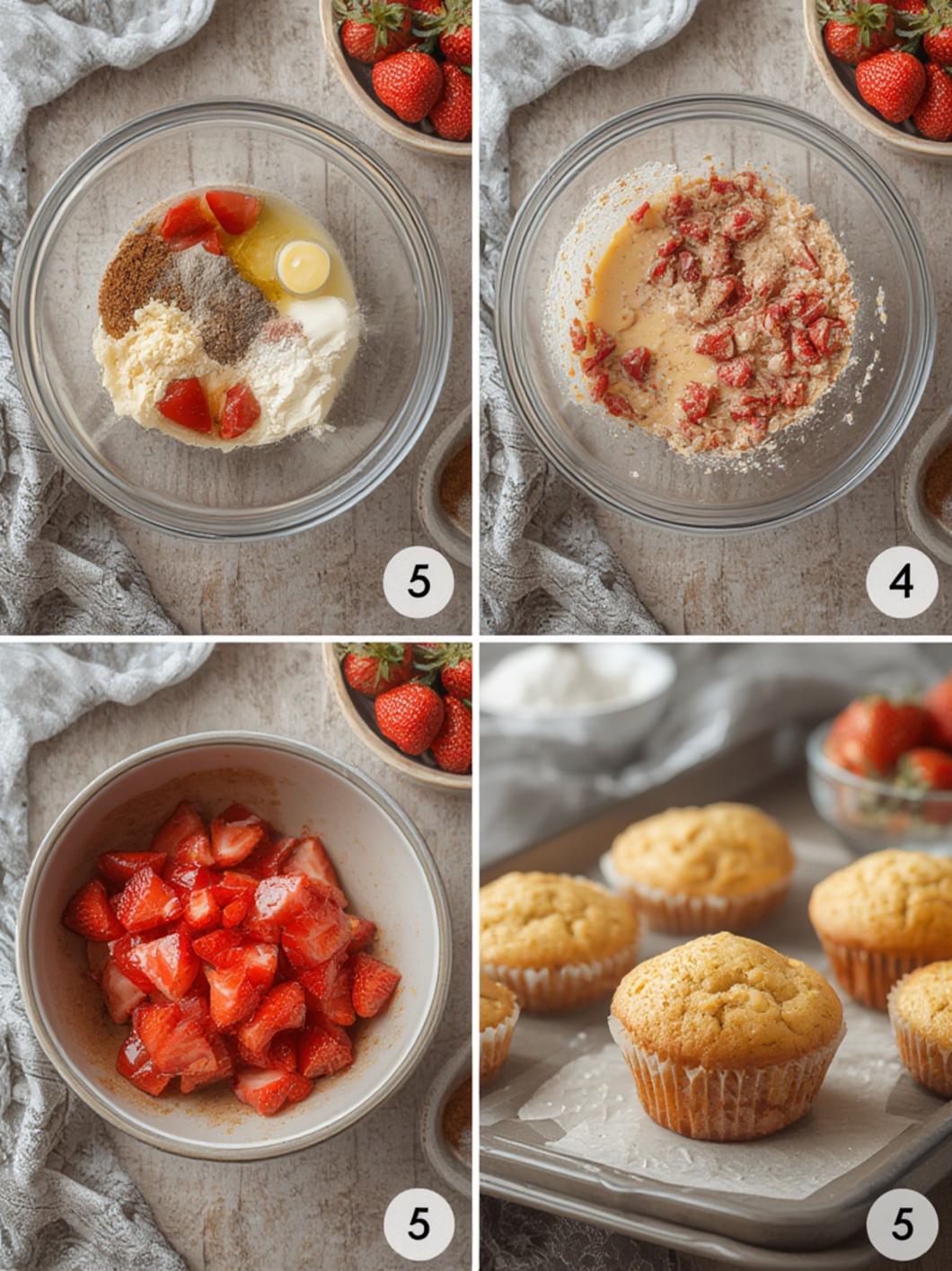 Step-by-Step preparation for Strawberry Muffins