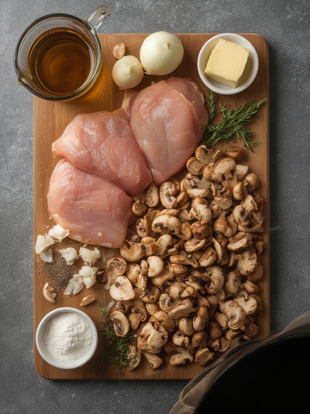 Ingredients for Braised Chicken Breast with Mushrooms